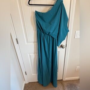 Pink Lily Teal One-Shoulder Dress